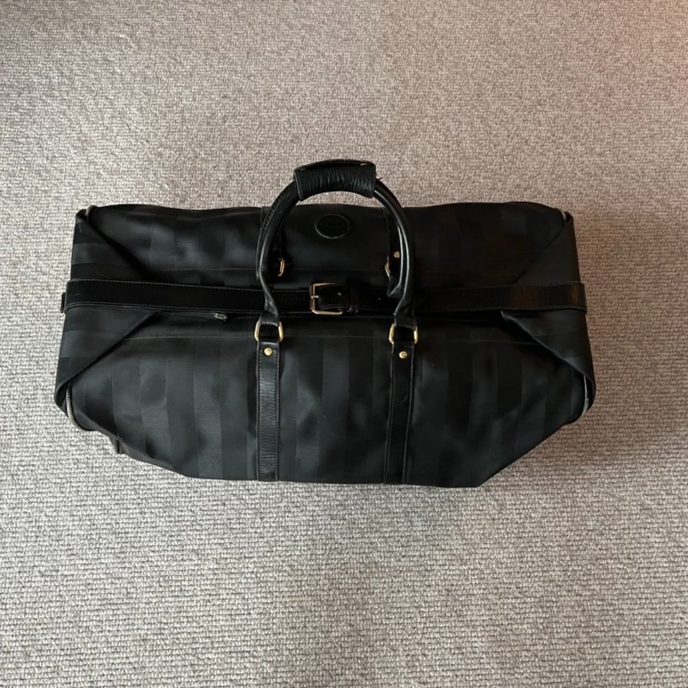 Fendi 90's Authentic Vintage Duffle Bag, Black Vertical Stripe.